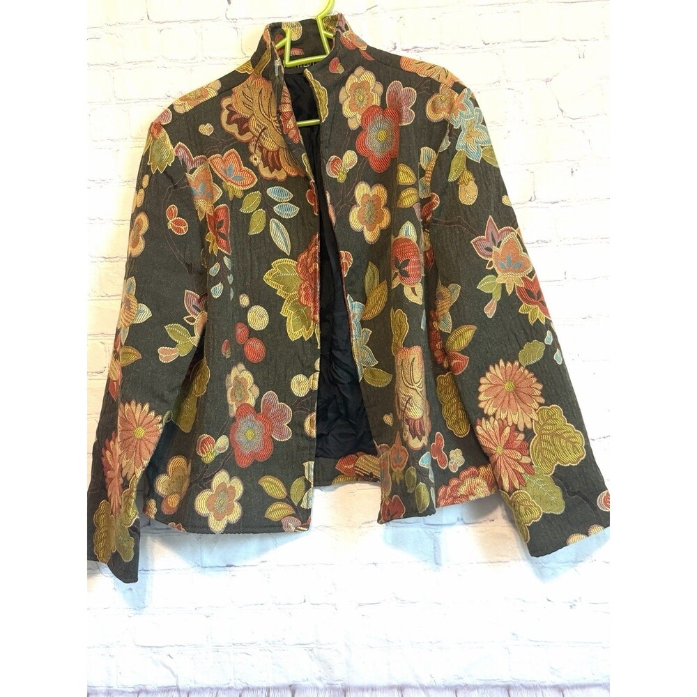 VTG Painted Pony Tapestry Jacket Women L Floral Paisley Jacquard USA Made Art